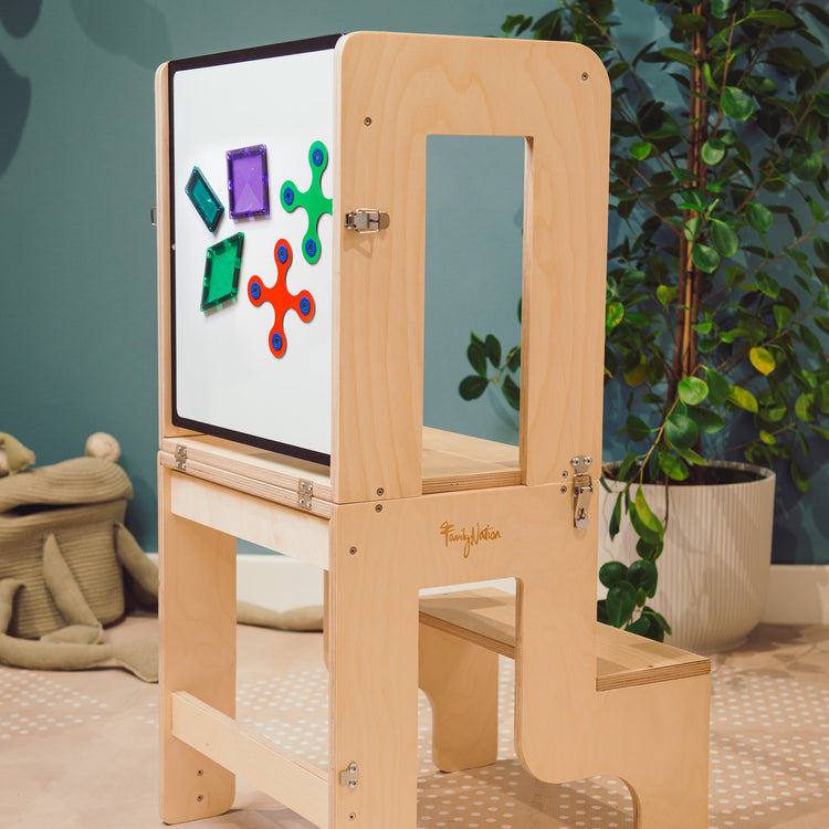 FAMILY NATION. Πύργος Εκμάθησης Montessori με Μαγνητικό Πίνακα 3 σε 1 - Φυσικό