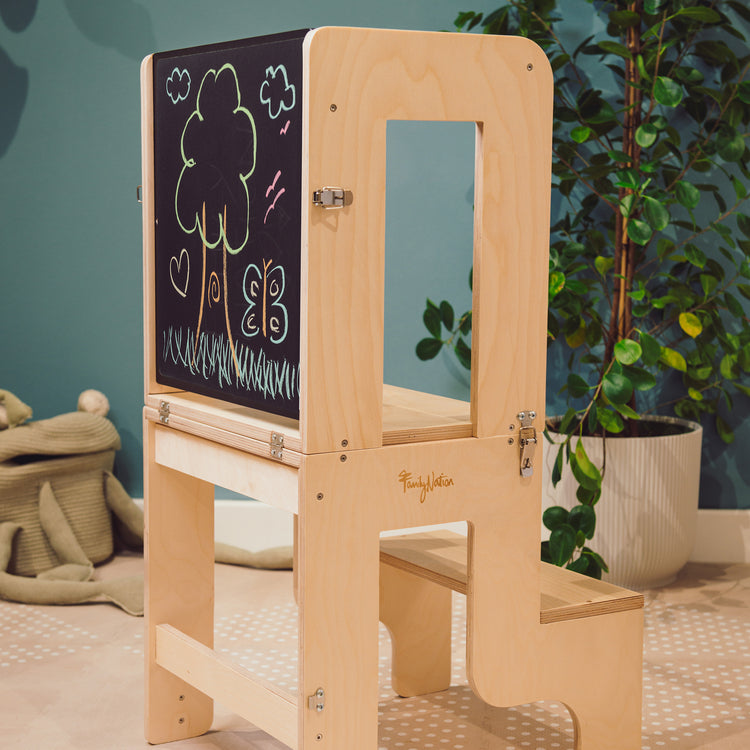 FAMILY NATION. Πύργος Εκμάθησης Montessori με Μαγνητικό Πίνακα 3 σε 1 - Φυσικό