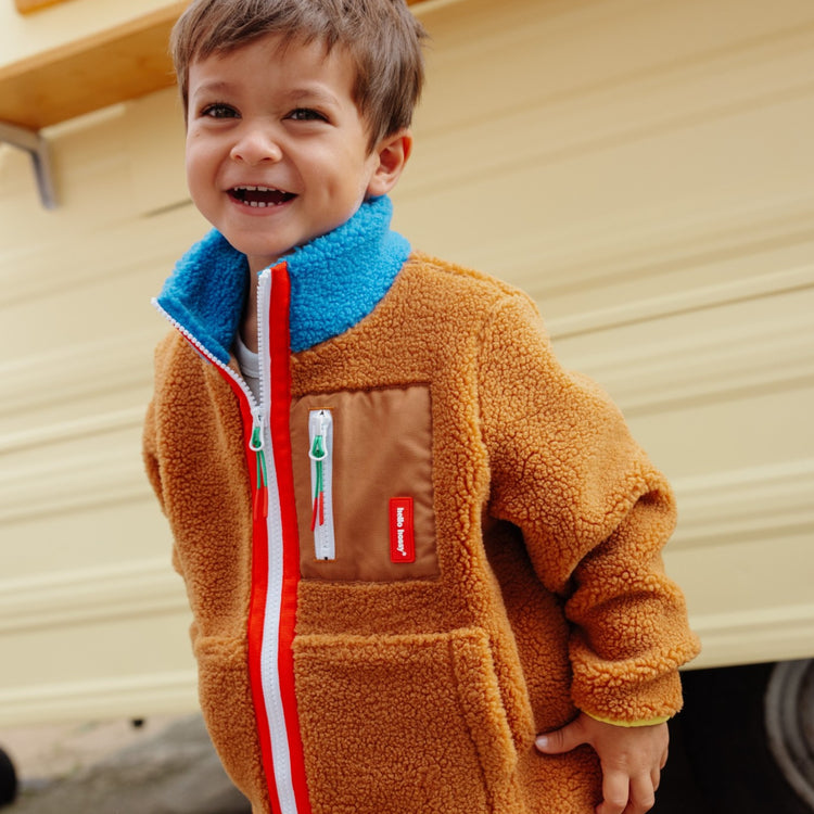 HELLO HOSSY. Fleece Jacket Blue Camel