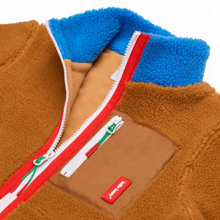 HELLO HOSSY. Fleece Jacket Blue Camel