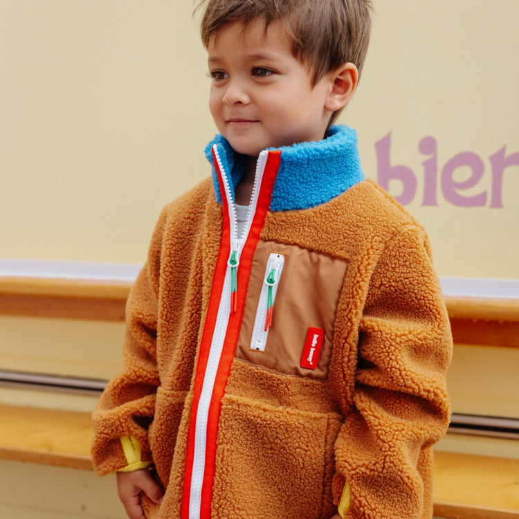 HELLO HOSSY. Fleece Jacket Blue Camel