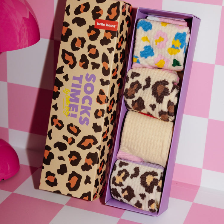 HELLO HOSSY. 4 Pack Socks Leopard