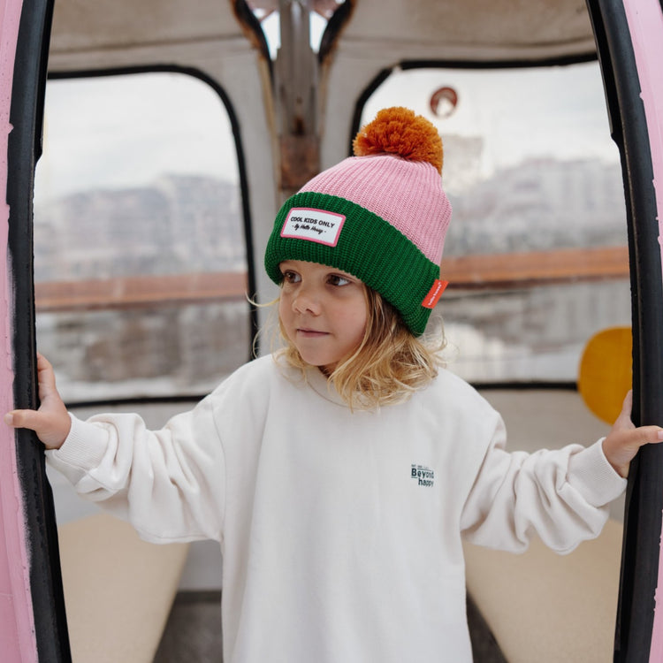 HELLO HOSSY. Color Block Rosy beanie