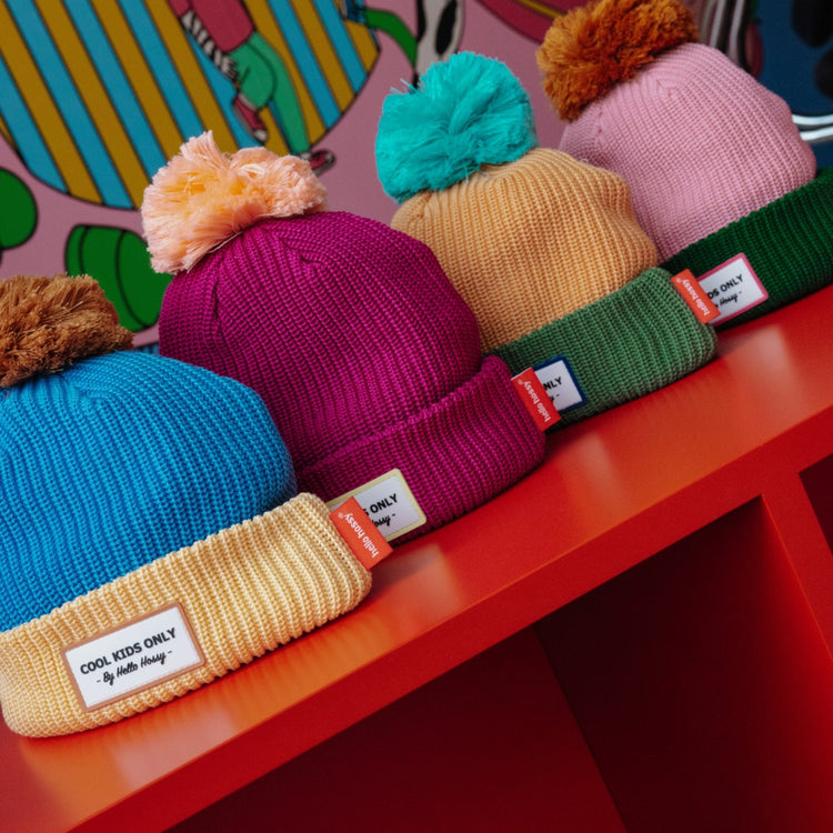 HELLO HOSSY. Color Block Kingfisher beanie