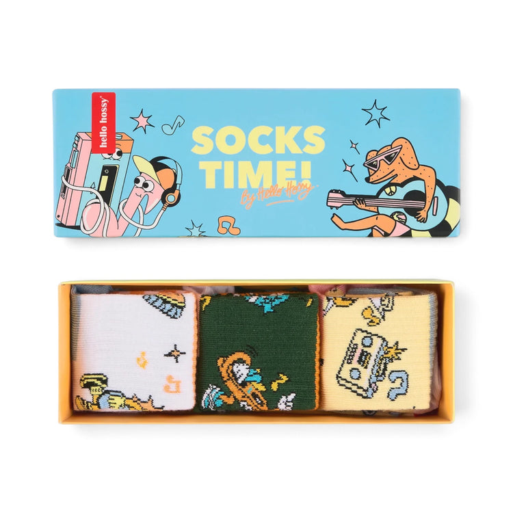 HELLO HOSSY. 3 Pack Socks Happy Beats