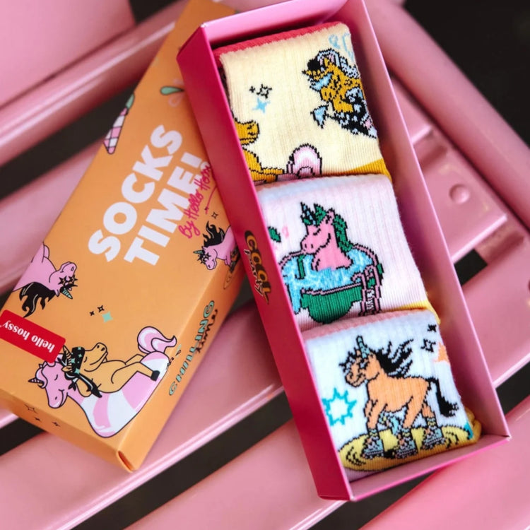 HELLO HOSSY. 3 Pack Socks Unicorn