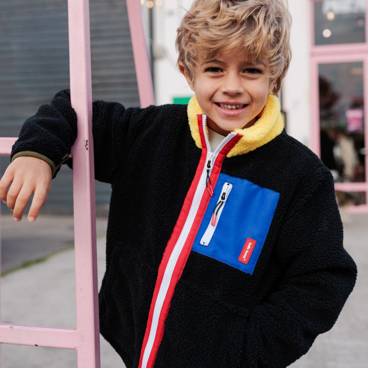 HELLO HOSSY. Fleece Jacket Midnight Lemon