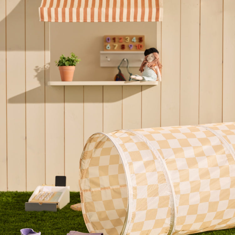 KIDS CONCEPT. Play tunnel check yellow