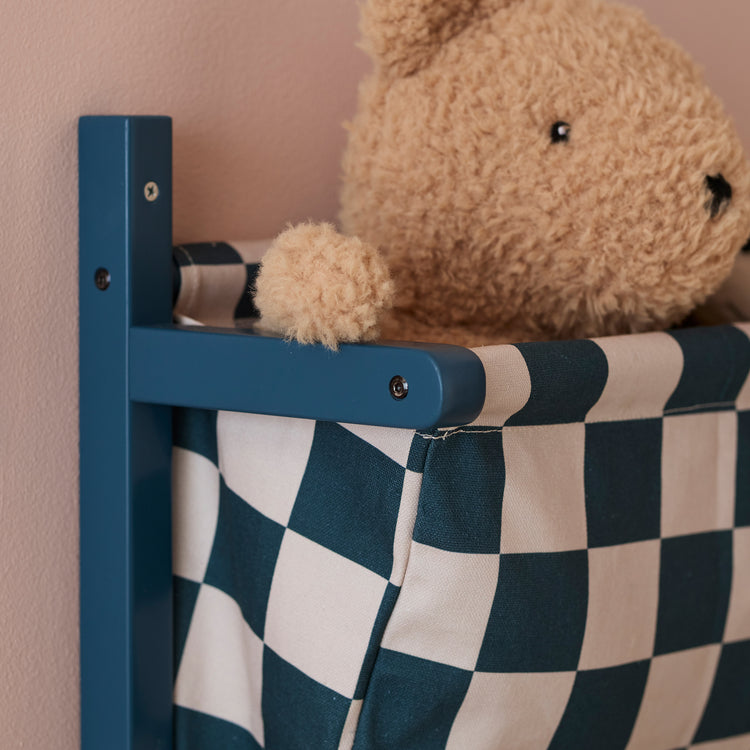 KIDS CONCEPT. Επιτοίχιο υφασμάτινο ράφι αποθήκευσης (πετρόλ-λευκό)