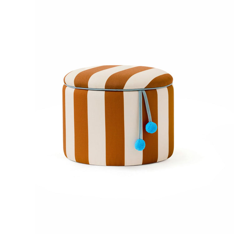 KIDS CONCEPT. Pouffe cylinder with storage Brown