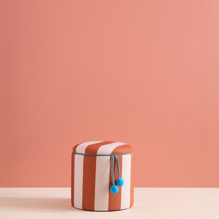 KIDS CONCEPT. Pouffe cylinder with storage Brown