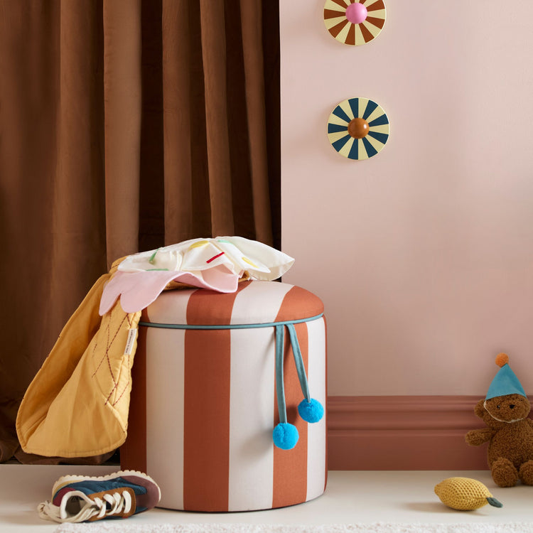 KIDS CONCEPT. Pouffe cylinder with storage Brown