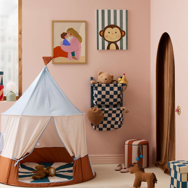 KIDS CONCEPT. Pouffe cylinder with storage Brown