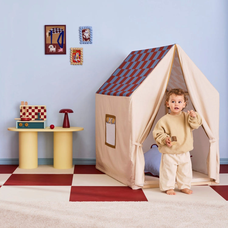 KIDS CONCEPT. Play house tent dusty blue check