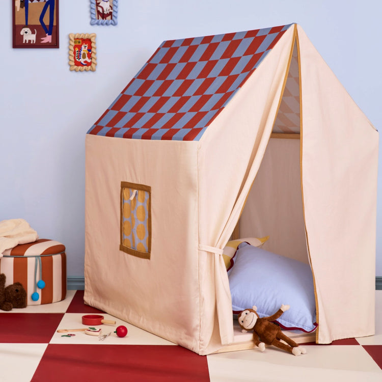 KIDS CONCEPT. Play house tent dusty blue check