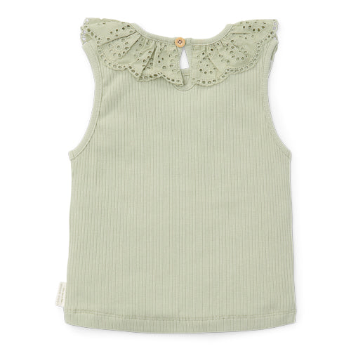 LITTLE DUTCH. Μπλουζάκι αμάνικο Rib Grass Green