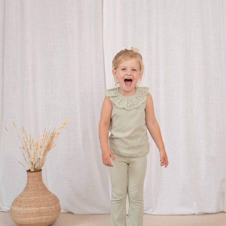 LITTLE DUTCH. Μπλουζάκι αμάνικο Rib Grass Green