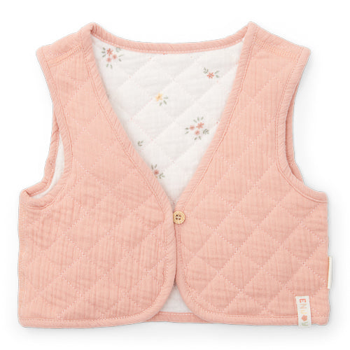 LITTLE DUTCH. Γιλέκο διπλής όψης από μουσελίνα Flower Pink / White Meadows