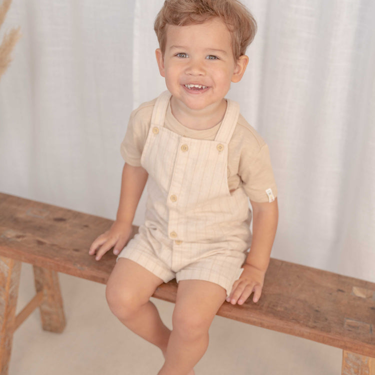 LITTLE DUTCH. Short dungarees Sand Stripes