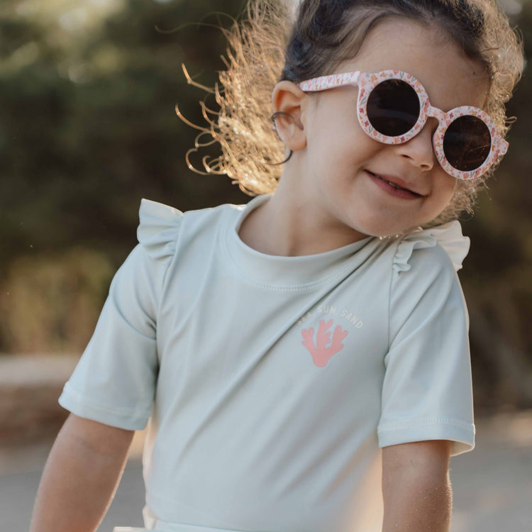 LITTLE DUTCH. Μπλουζάκι κοντομάνικο με βολάν με προστασία UV Sea Green