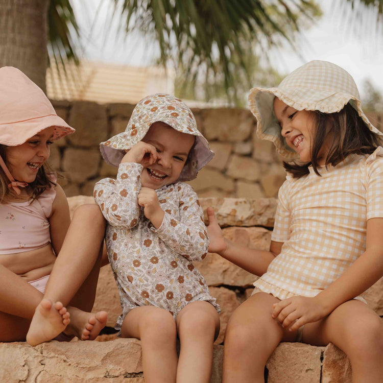 LITTLE DUTCH. Μπλουζάκι κοντομάνικο με βολάν με προστασία UV Sunshine Checks