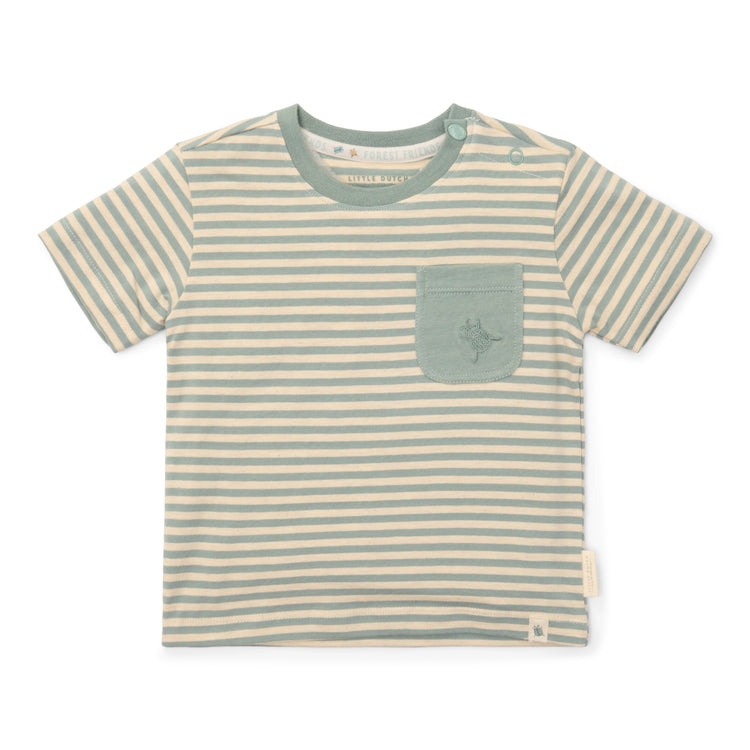 LITTLE DUTCH. T-shirt short sleeves Forest Green Stripe