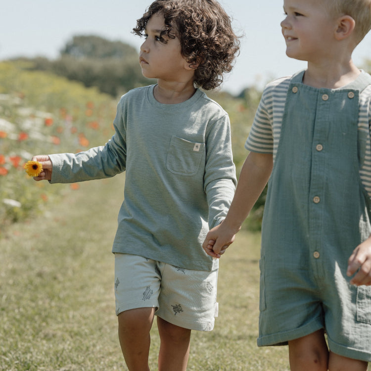 LITTLE DUTCH. T-shirt short sleeves Forest Green Stripe