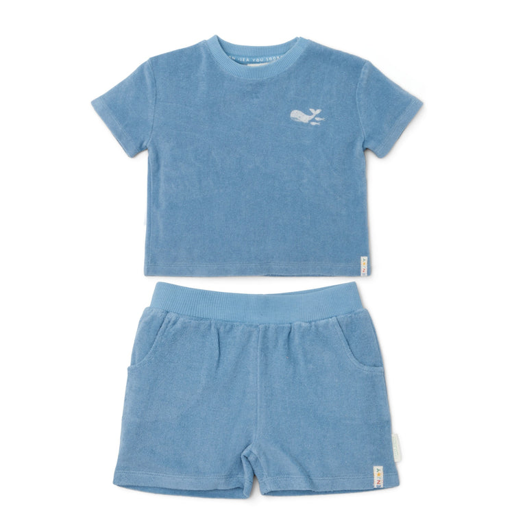 LITTLE DUTCH. Σετ μπλουζάκι και κοντό παντελονάκι Ocean Sea Life Ocean Blue