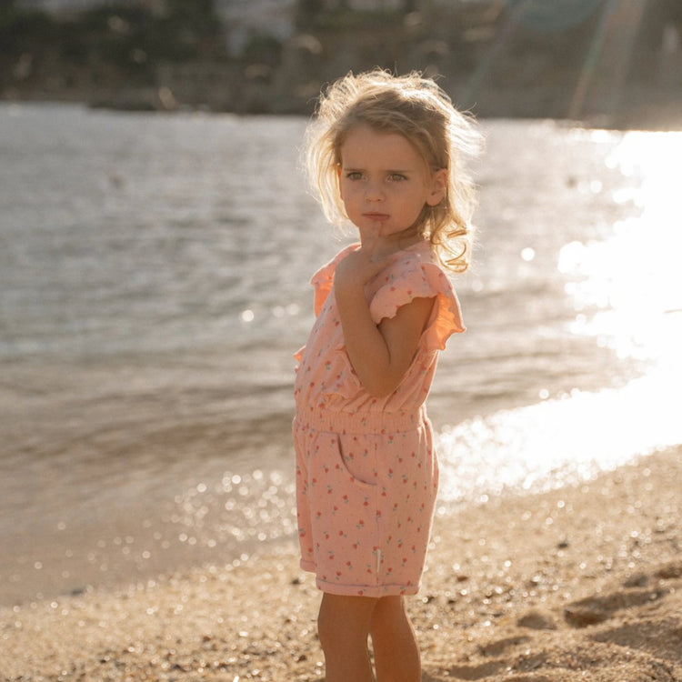 LITTLE DUTCH. Ολόσωμη φόρμα με βολάν Sunny Flowers Pink