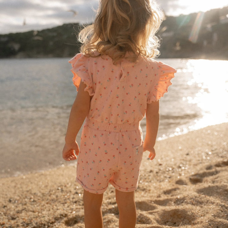 LITTLE DUTCH. Ολόσωμη φόρμα με βολάν Sunny Flowers Pink