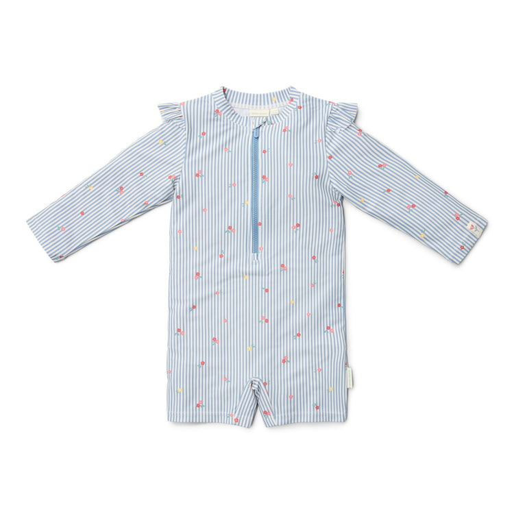 LITTLE DUTCH. Swimsuit long sleeves Sunny Flowers Blue