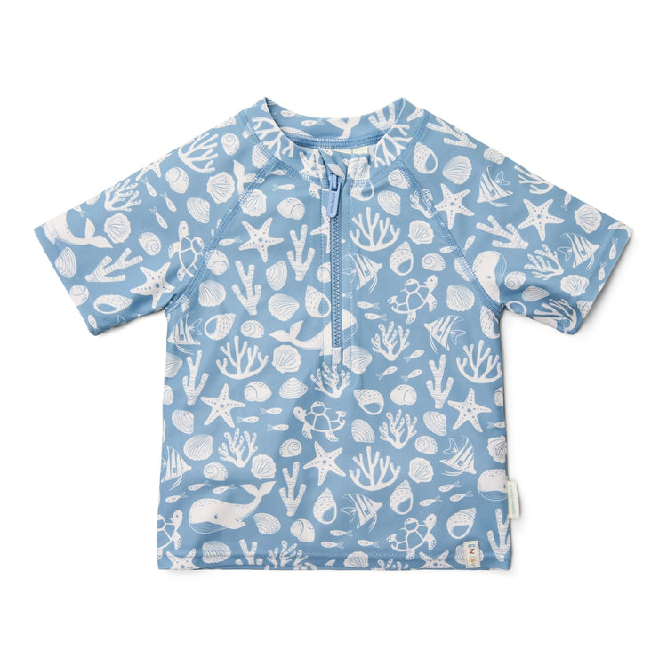 LITTLE DUTCH. Μπλουζάκι κοντομάνικο με προστασία UV Sea Life Ocean Blue