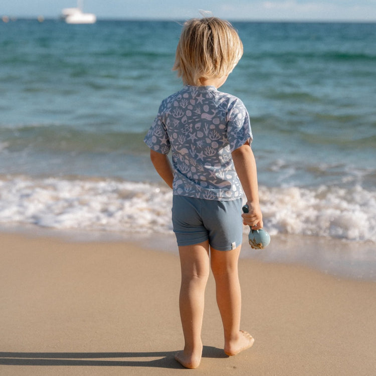 LITTLE DUTCH. Μπλουζάκι κοντομάνικο με προστασία UV Sea Life Ocean Blue