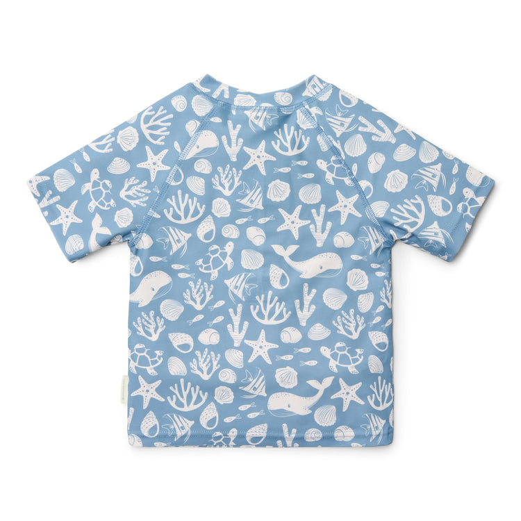LITTLE DUTCH. Μπλουζάκι κοντομάνικο με προστασία UV Sea Life Ocean Blue