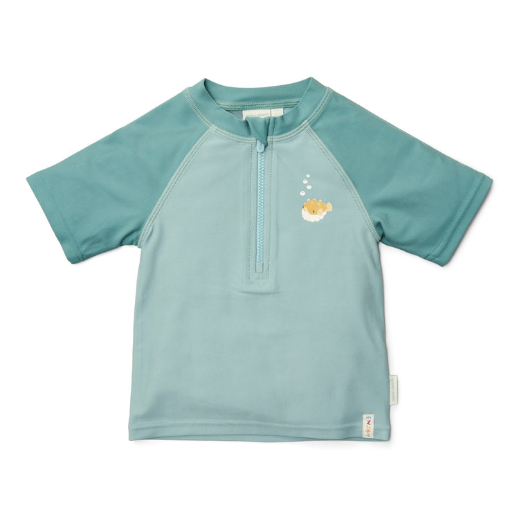 LITTLE DUTCH. Rash guard short sleeves Seashells Surf Blue