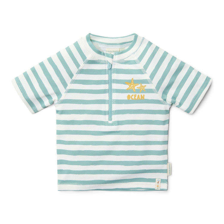 LITTLE DUTCH. Rash guard short sleeves Stripes Surf Blue