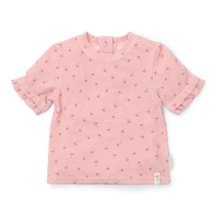 LITTLE DUTCH. Μπλουζάκι κοντομάνικο με προστασία UV Sunny Flowers Blush
