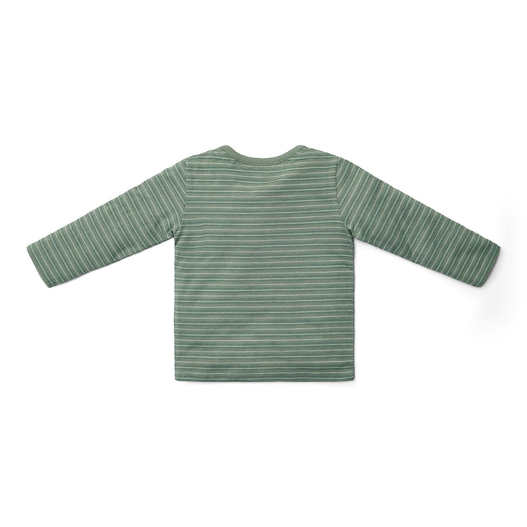 LITTLE DUTCH. Μπλουζάκι μακρυμάνικο με τσέπη Forest Green Stripe