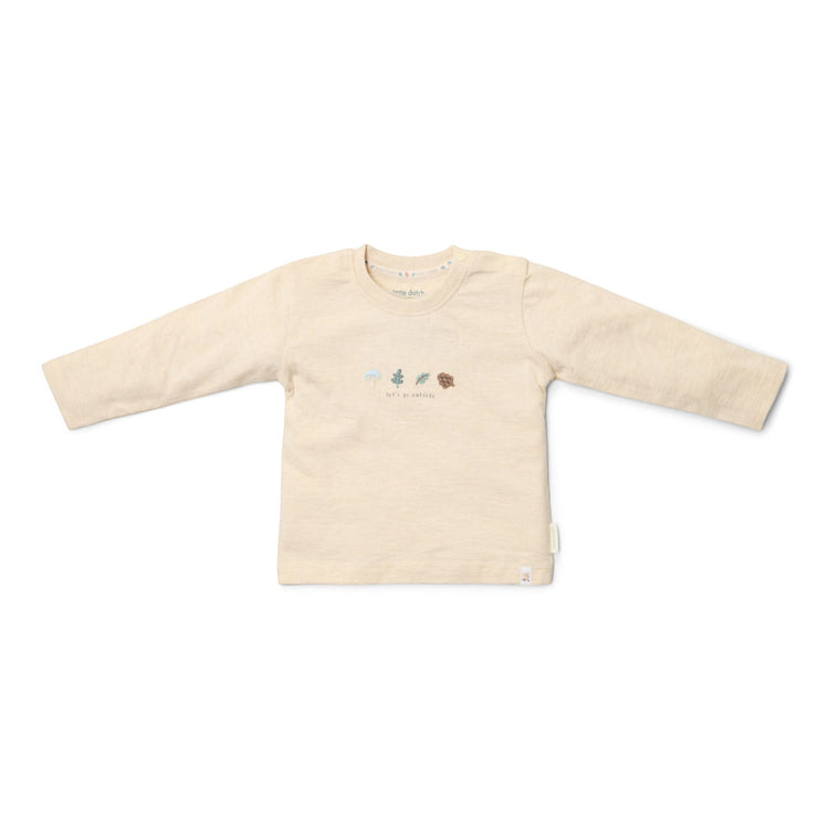 LITTLE DUTCH. T- shirt long sleeves with embroidery Sand Melee