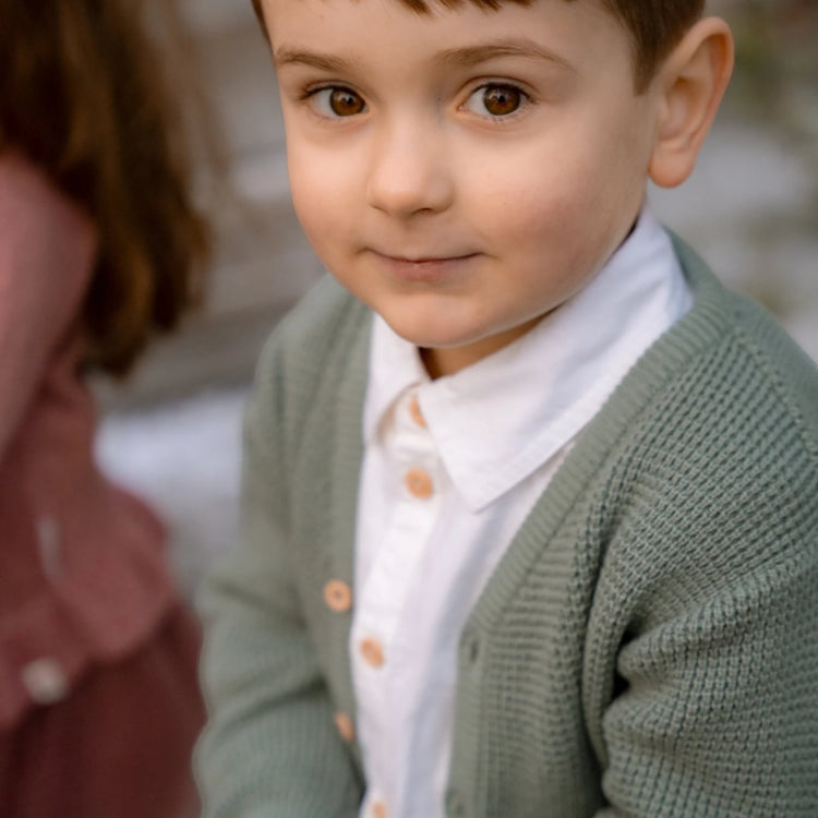 LITTLE DUTCH. Knitted cardigan Forest Green - 80