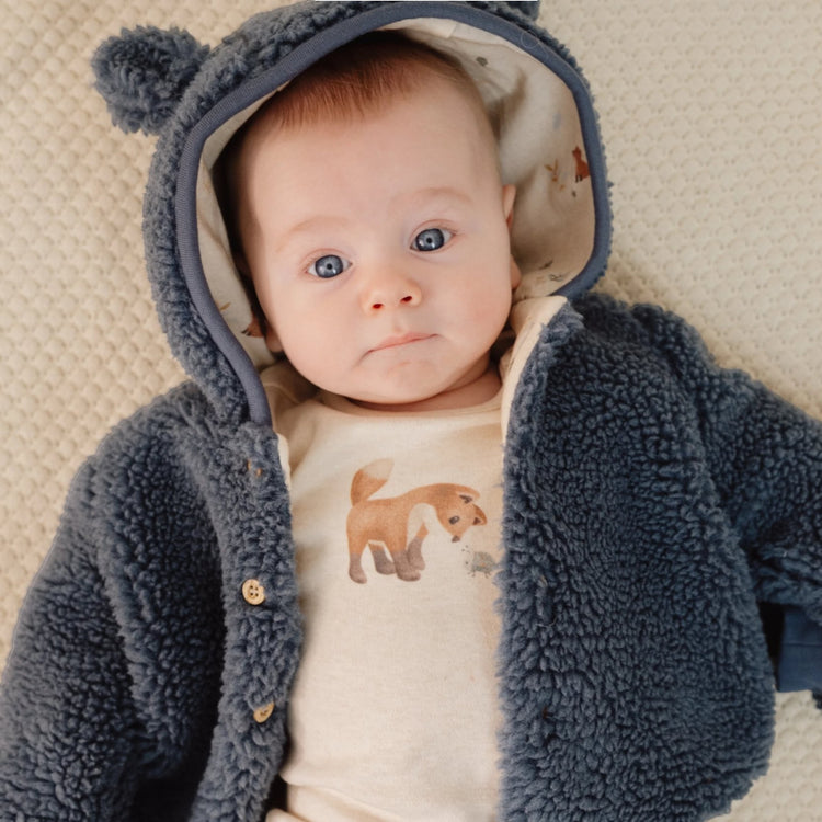 LITTLE DUTCH. Ζακέτα teddy Stone Blue - Νο 68