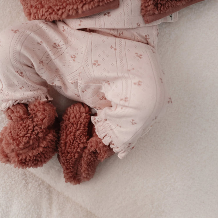 LITTLE DUTCH. Teddy booties Pink Blush - Size 2 (3-9 months)
