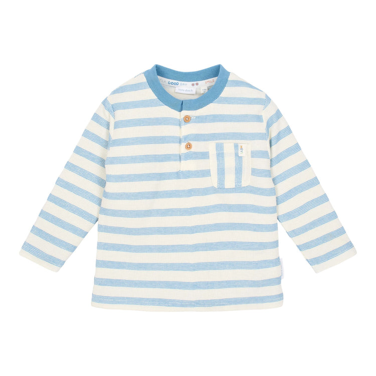LITTLE DUTCH. T-shirt long sleeves Steel Blue stripe