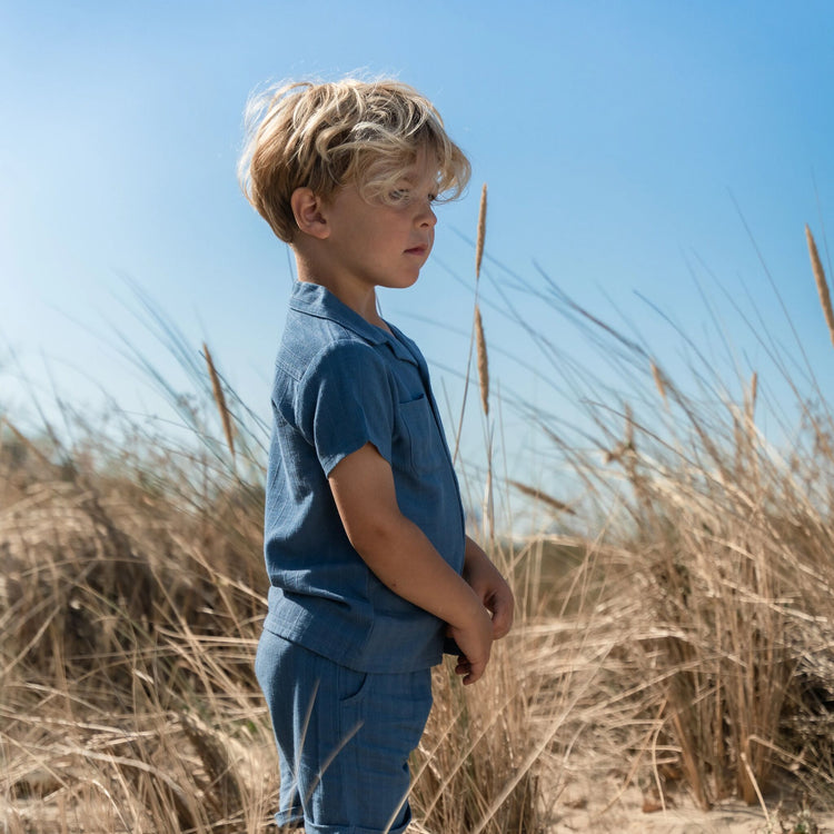 LITTLE DUTCH. Blouse short sleeves Indigo