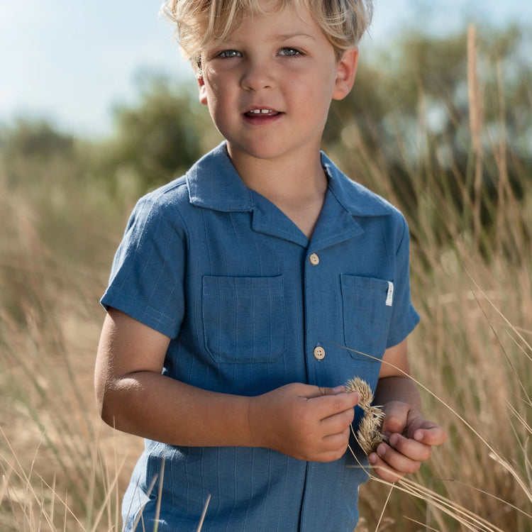 LITTLE DUTCH. Blouse short sleeves Indigo