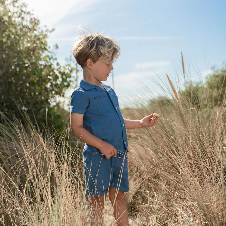 LITTLE DUTCH. Blouse short sleeves Indigo