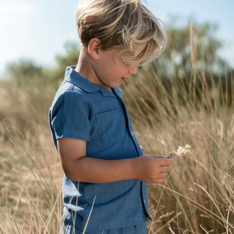 LITTLE DUTCH. Blouse short sleeves Indigo