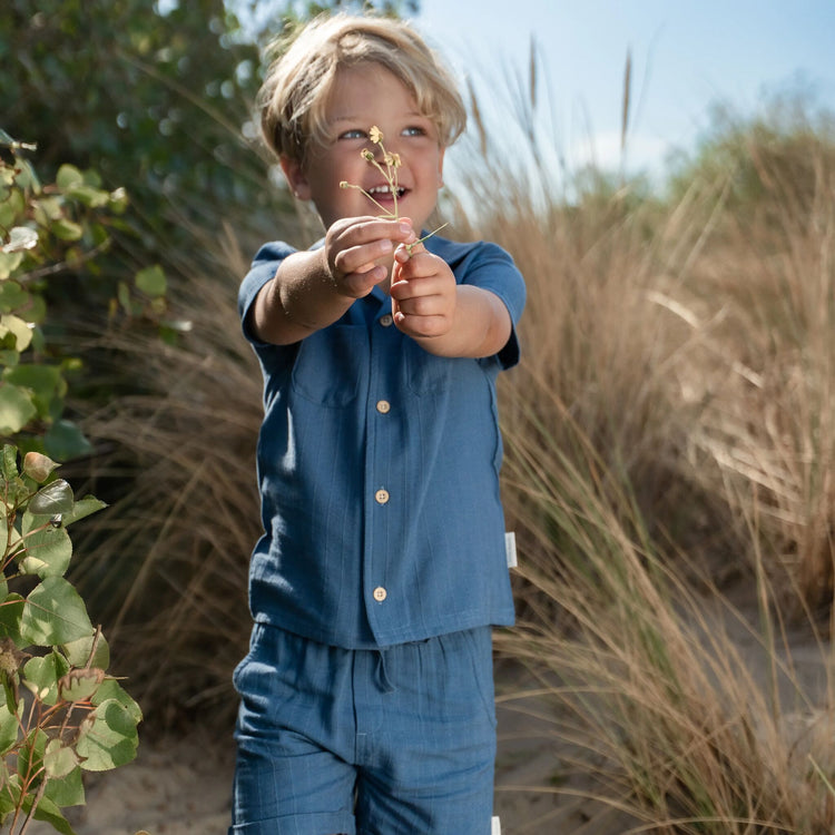 LITTLE DUTCH. Blouse short sleeves Indigo