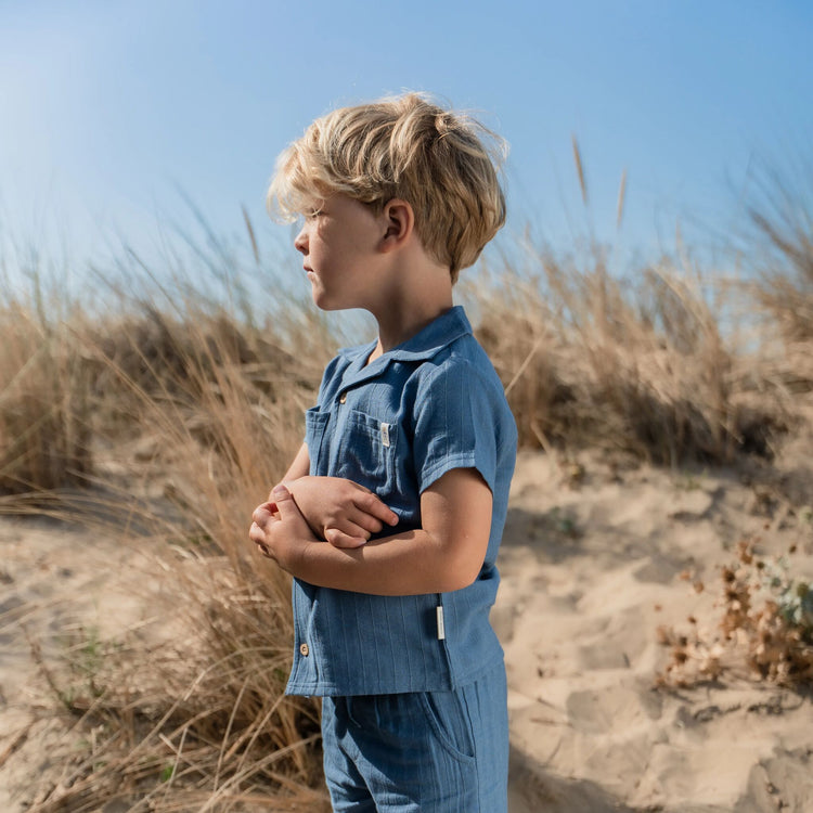LITTLE DUTCH. Blouse short sleeves Indigo