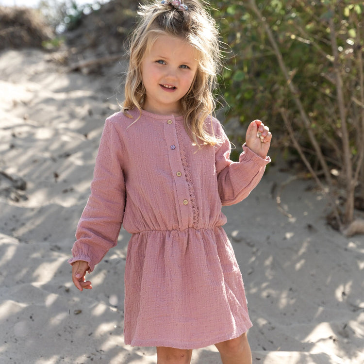 LITTLE DUTCH. Dress long sleeves Pink Blush